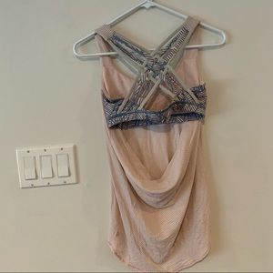 Lululemon Athletica Wild Tank top pink strip Grey print Women’s 4 shirt